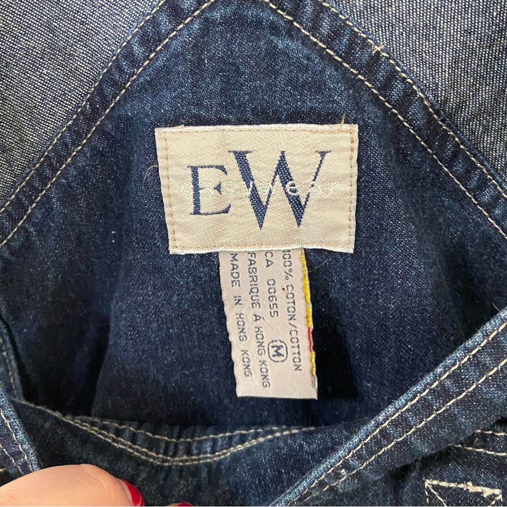 Vintage Dark Wash Denim Short Overalls - Picture 3 of 6